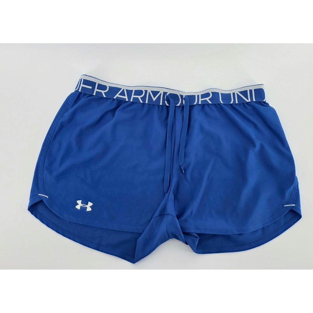 Under Armour Athletic Running Shorts Size Large Womens Blue Gym HeatGear Loose